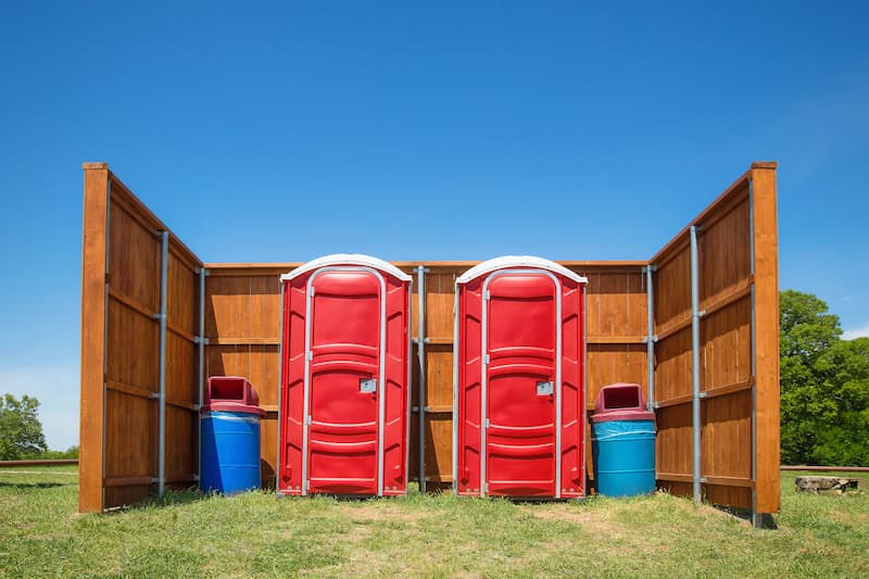Short-term porta potty units staged for delivery in Watsonville, California